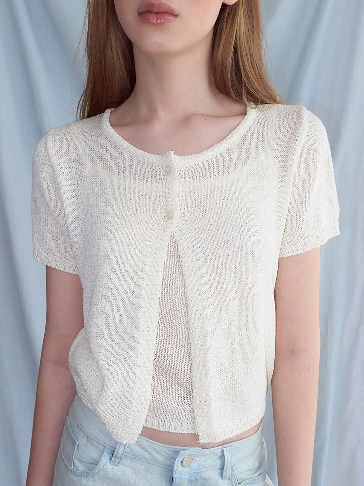 에트몽(ETMON) Two Button Cardigan SET, Ivory