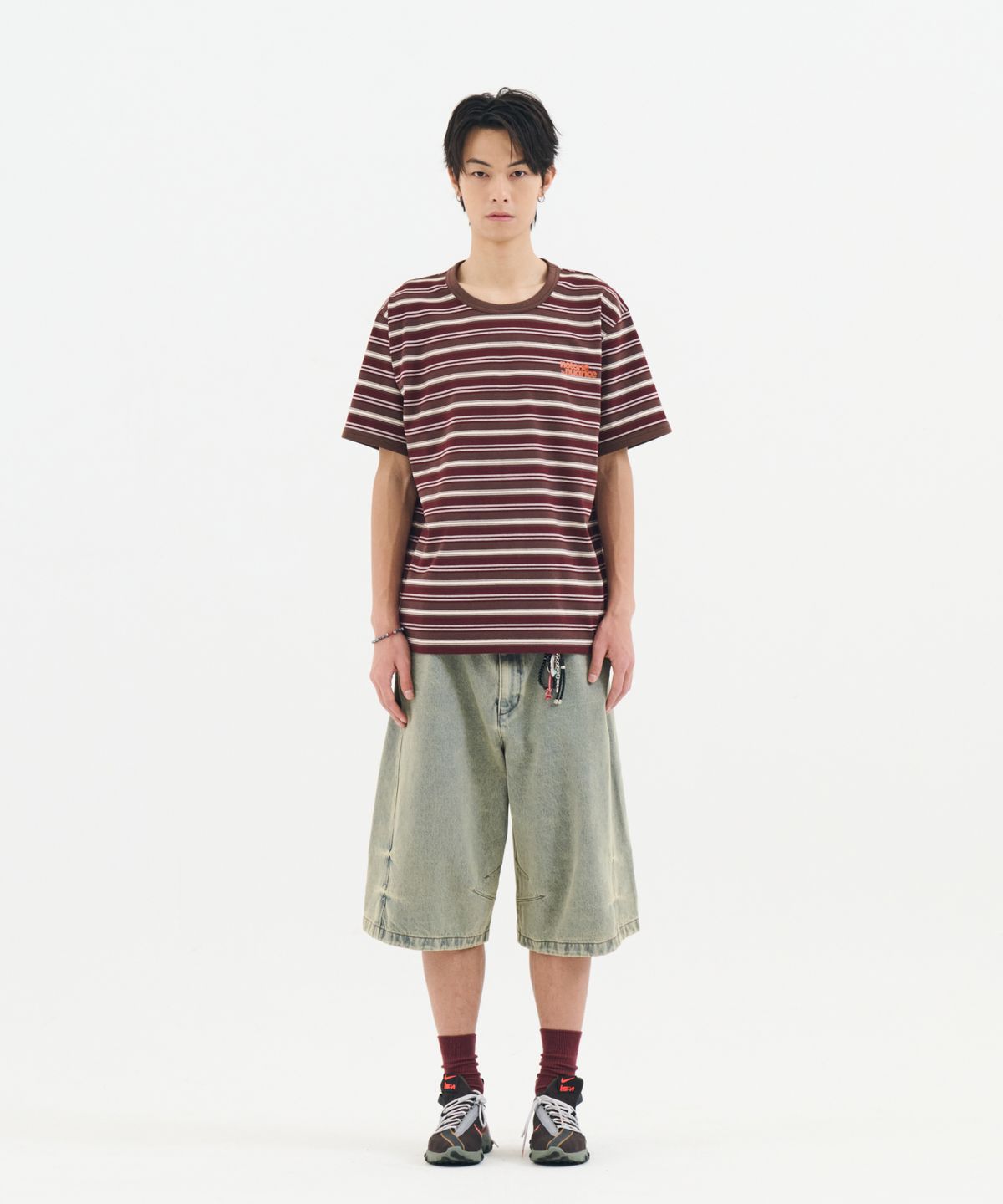 논타입(NONTYPE) MULTI STRIPE RINGER TEE (WINE)