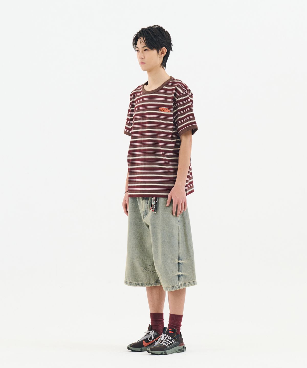 논타입(NONTYPE) MULTI STRIPE RINGER TEE (WINE)