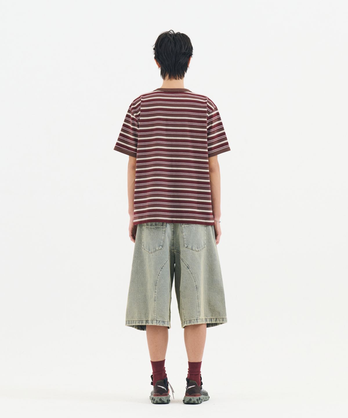 논타입(NONTYPE) MULTI STRIPE RINGER TEE (WINE)