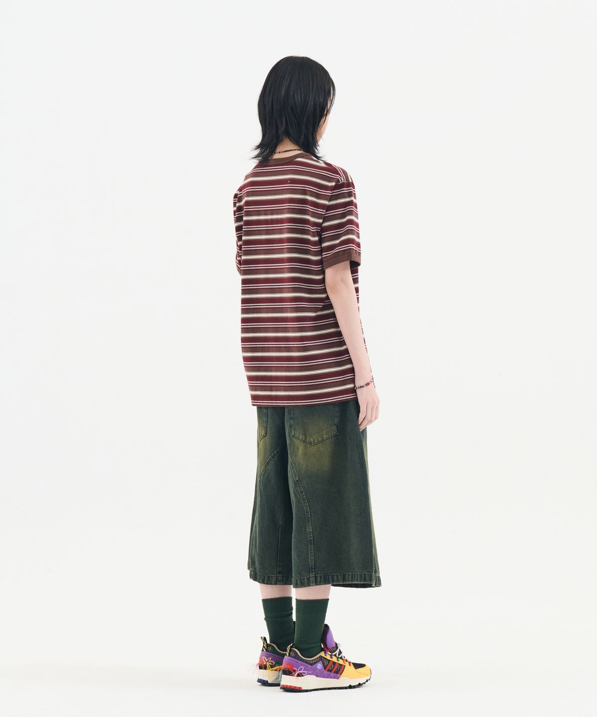 논타입(NONTYPE) MULTI STRIPE RINGER TEE (WINE)