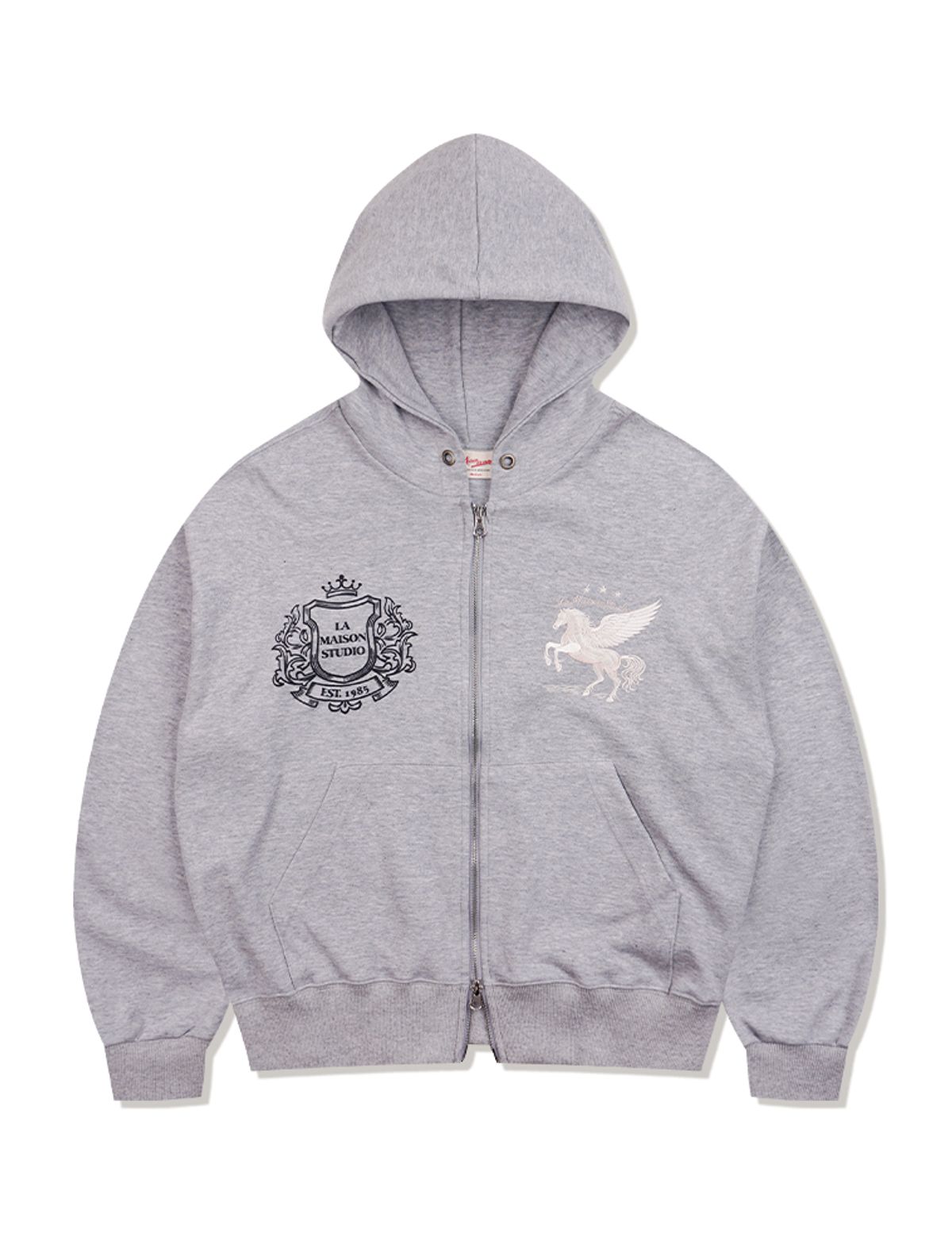 라 메종 스튜디오(LA MAISON STUDIO) PEGASUS CROP HOODIE ZIP-UP MELANGRAY(FCG1ZP694M)