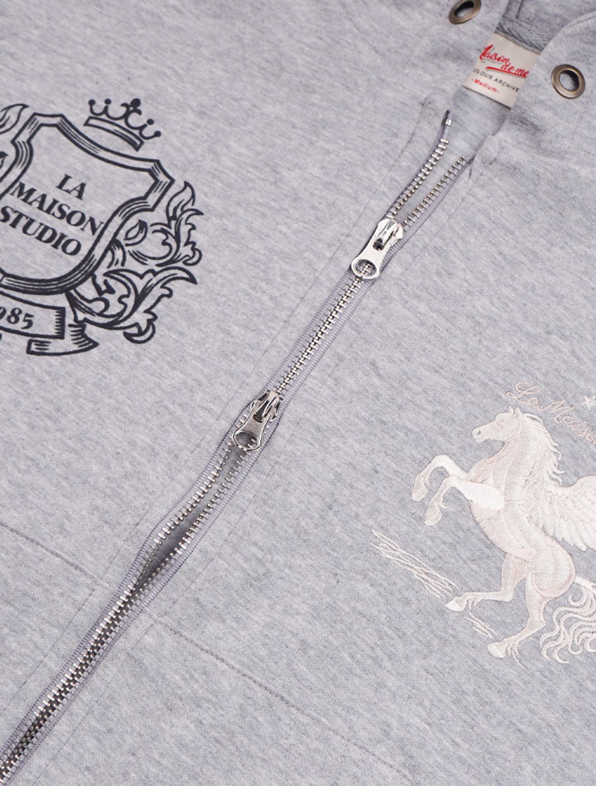 라 메종 스튜디오(LA MAISON STUDIO) PEGASUS CROP HOODIE ZIP-UP MELANGRAY(FCG1ZP694M)