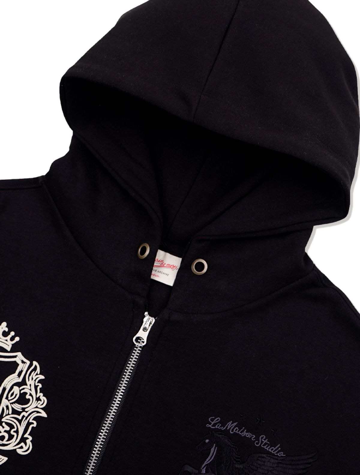 라 메종 스튜디오(LA MAISON STUDIO) PEGASUS CROP HOODIE ZIP-UP BLACK(FCG1ZP694M)