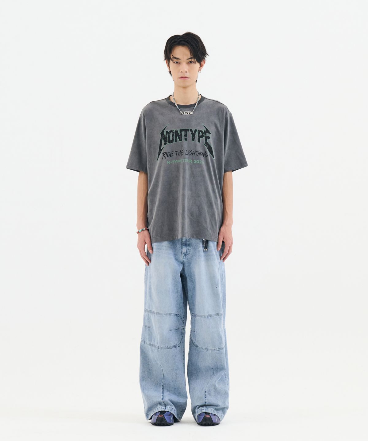 논타입(NONTYPE) PIGMENT DYED VINTAGE BAND GRAPHIC TEE (GREY)