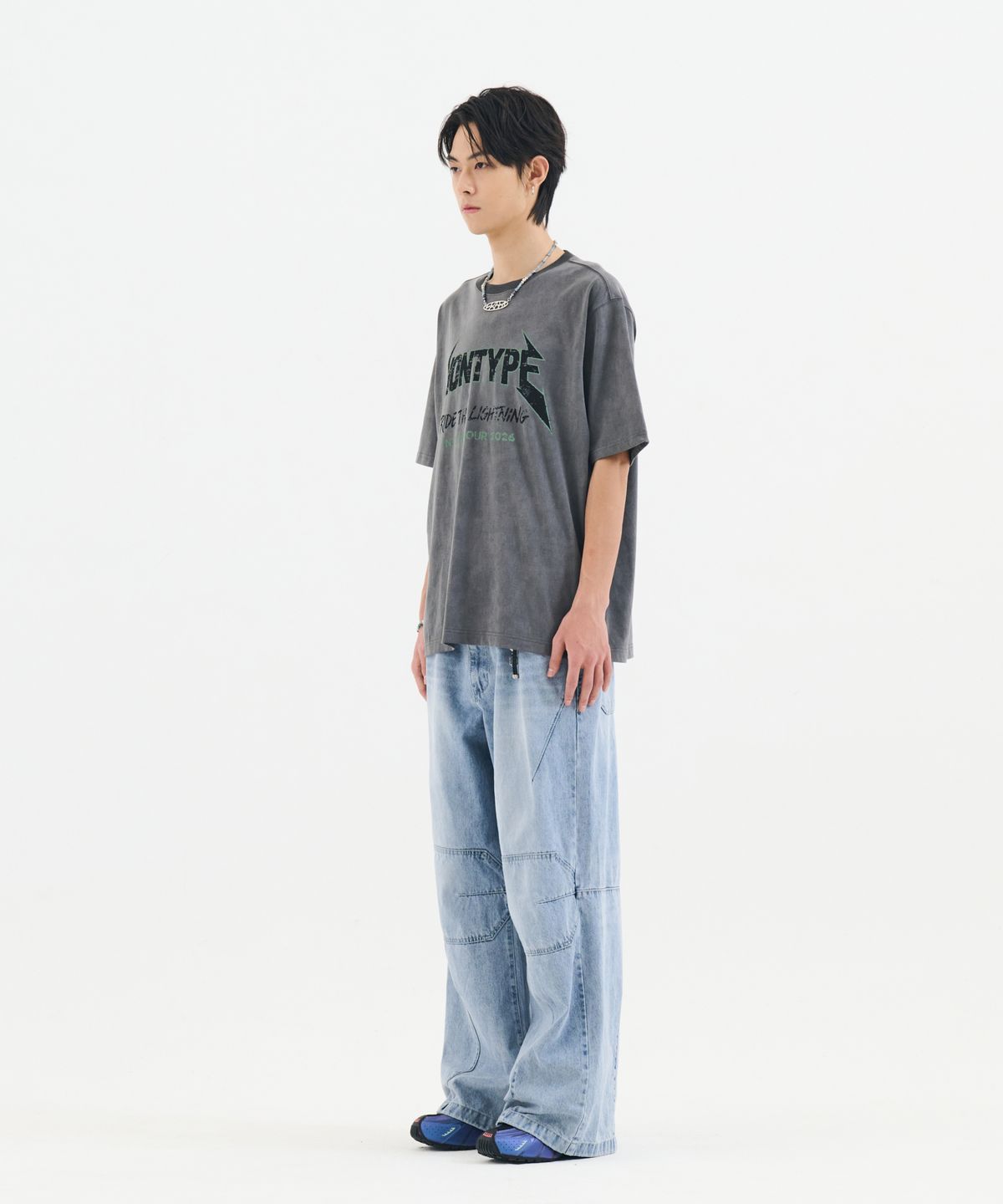 논타입(NONTYPE) PIGMENT DYED VINTAGE BAND GRAPHIC TEE (GREY)