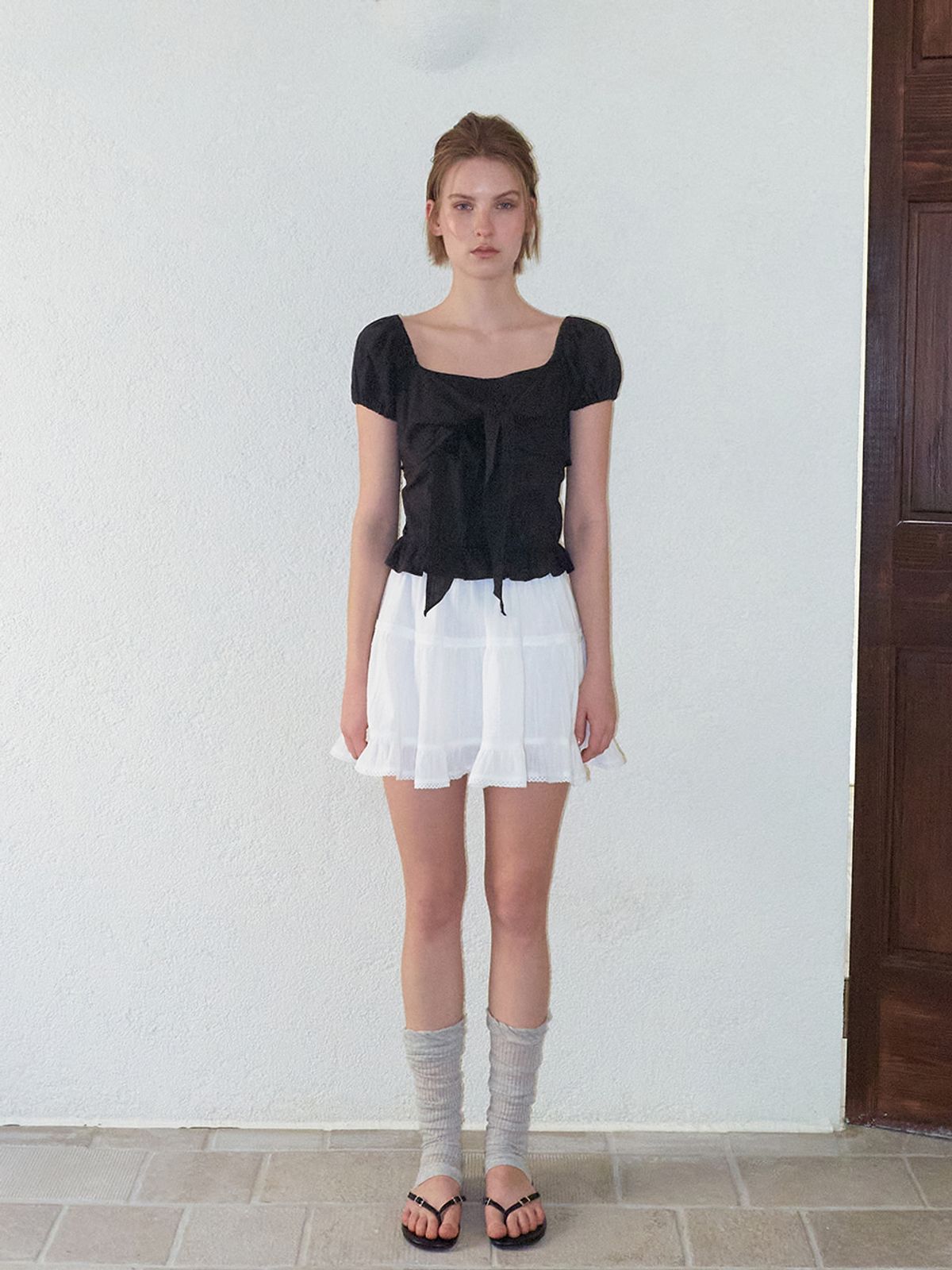 에트몽(ETMON) Ribbon Bow Blouse, Black