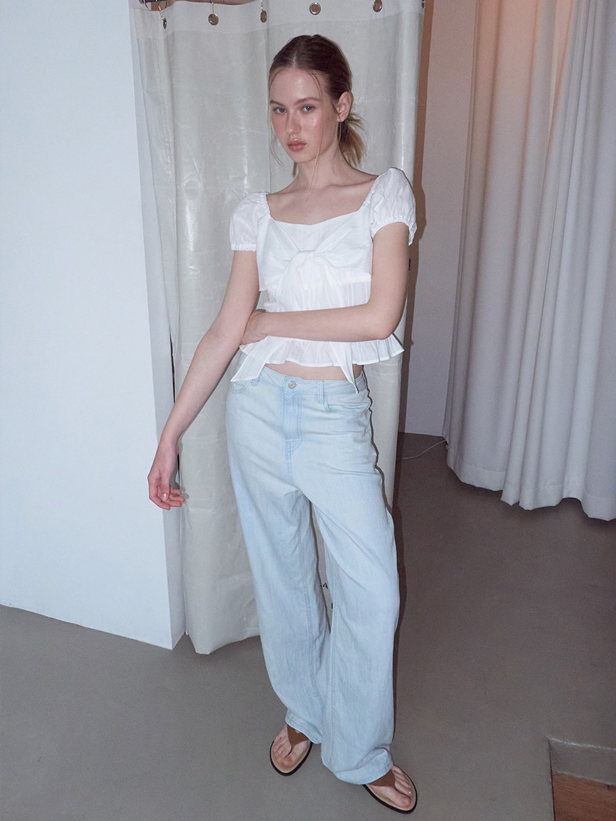 에트몽(ETMON) Ribbon Bow Blouse, White