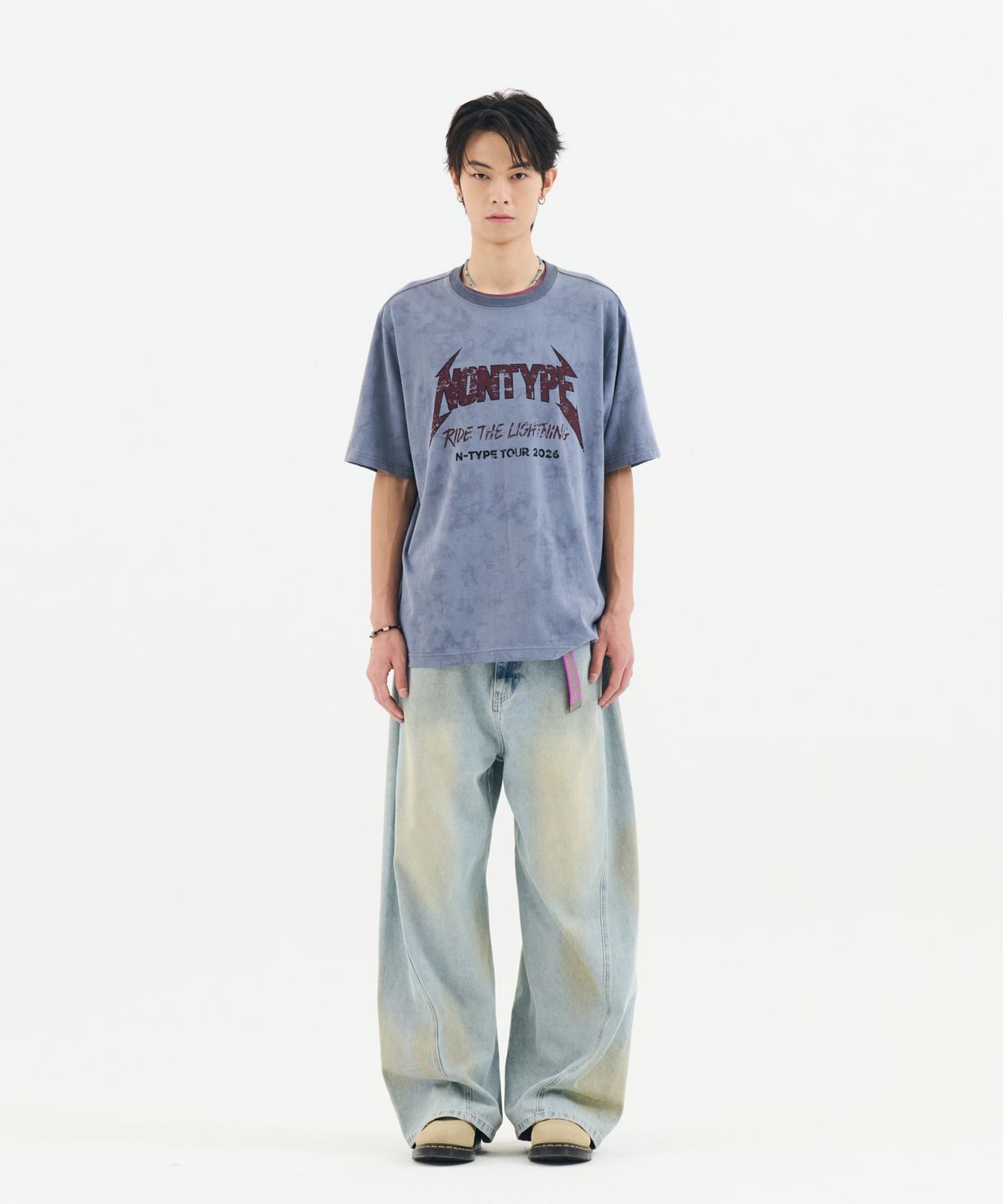 논타입(NONTYPE) PIGMENT DYED VINTAGE BAND GRAPHIC TEE (BLUE)