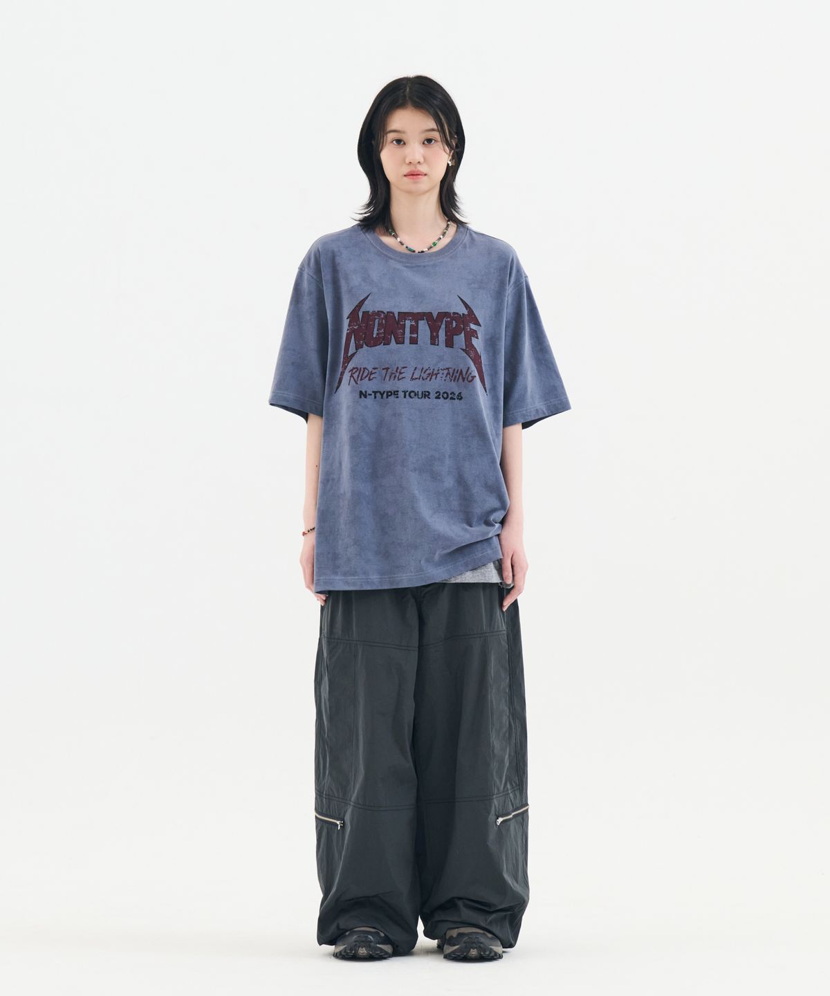 논타입(NONTYPE) PIGMENT DYED VINTAGE BAND GRAPHIC TEE (BLUE)