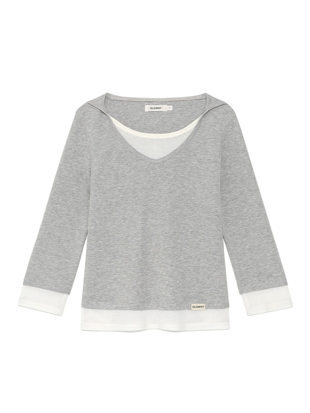 글로니(GLOWNY) 3/4 LAYERED CONTRAST HOODIE (GRAY)