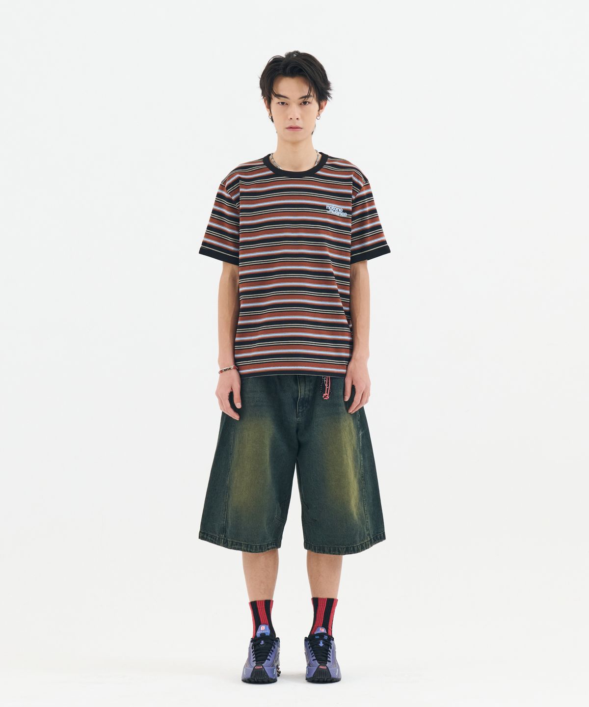 논타입(NONTYPE) MULTI STRIPE RINGER TEE (BLACK)