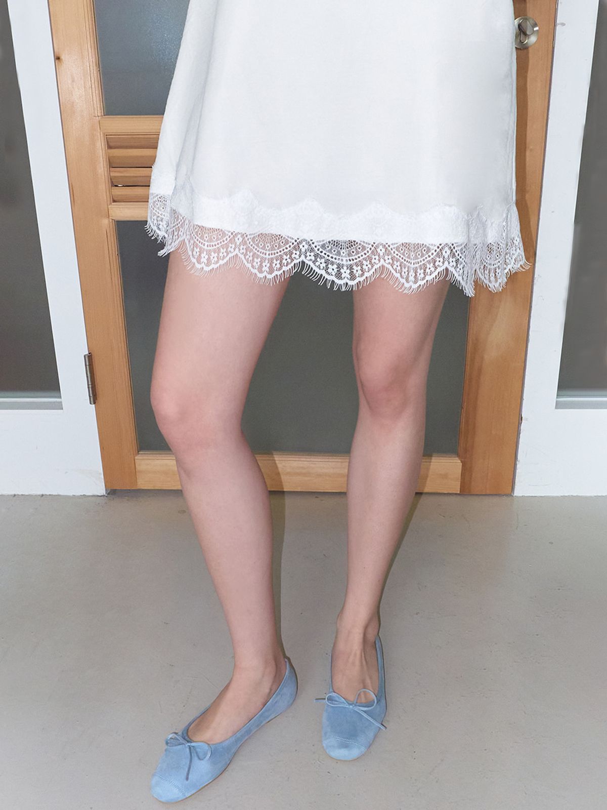 에트몽(ETMON) Double Lace Slip Dress, Ivory