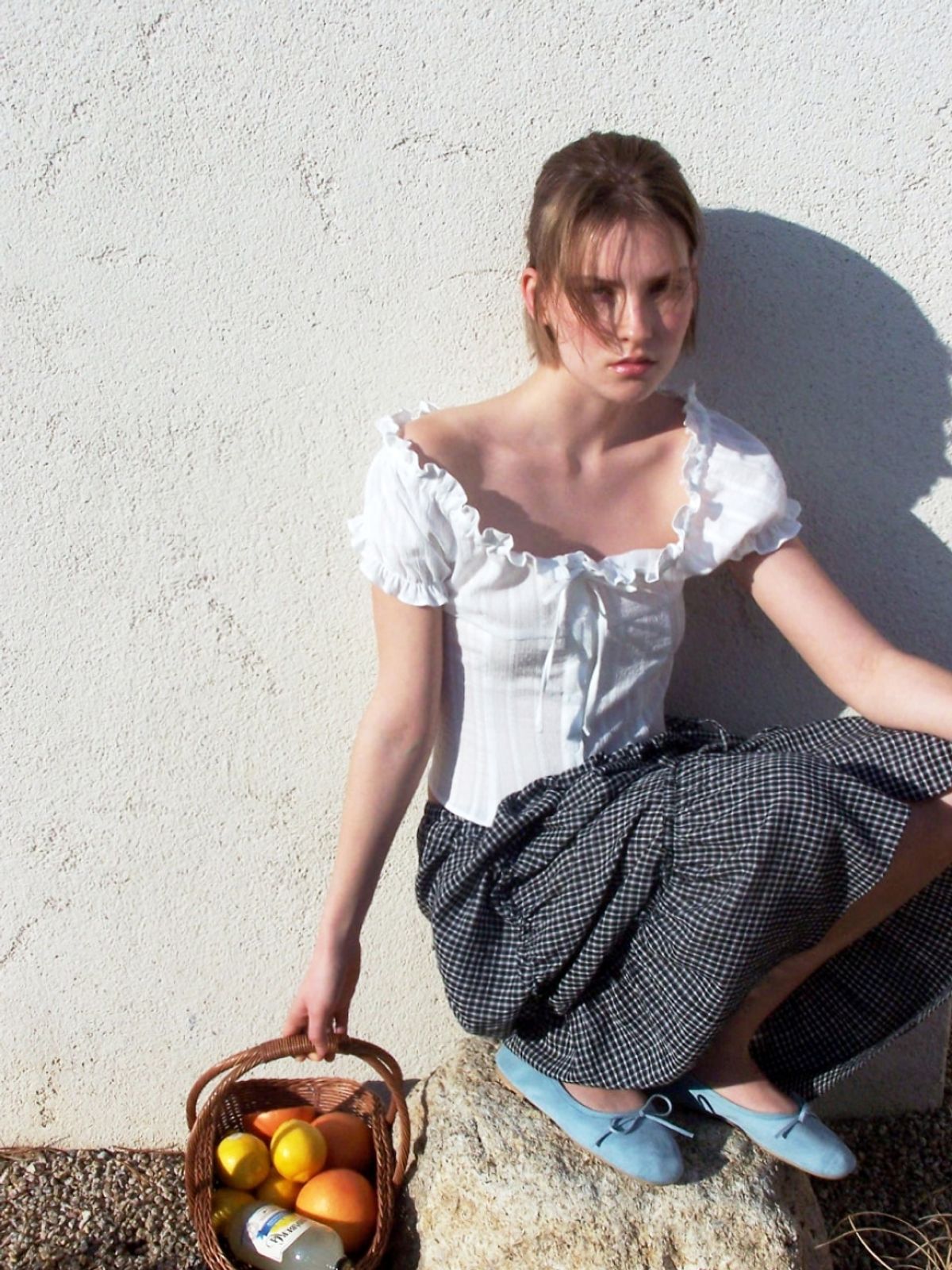 에트몽(ETMON) Check frill Tiered Skirt, Black