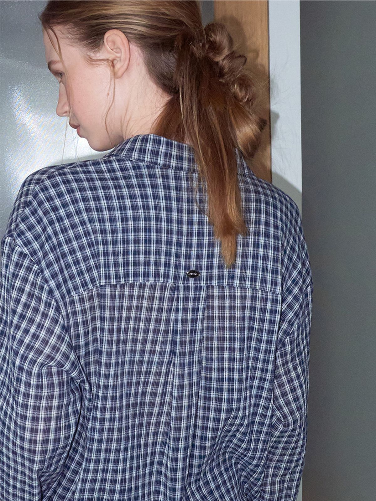 에트몽(ETMON) Loose Check Shirt, Navy