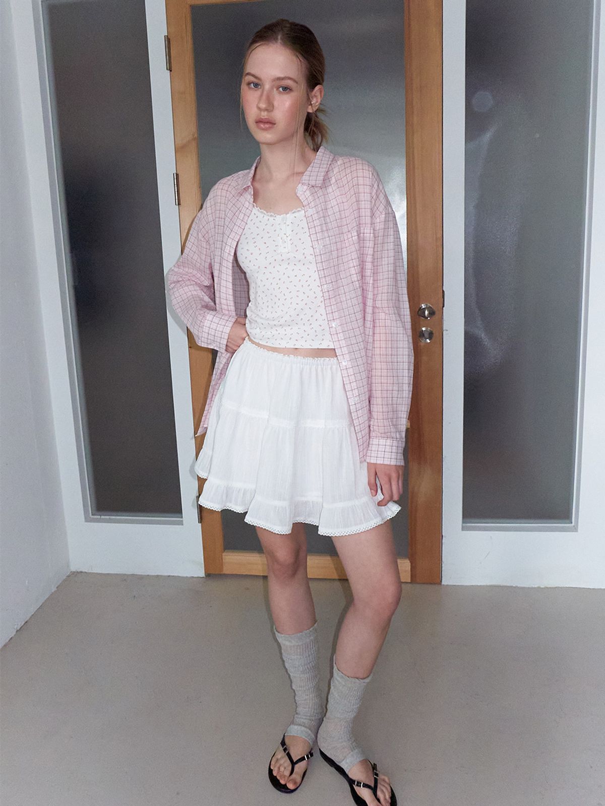 에트몽(ETMON) Loose Check Shirt, Pink