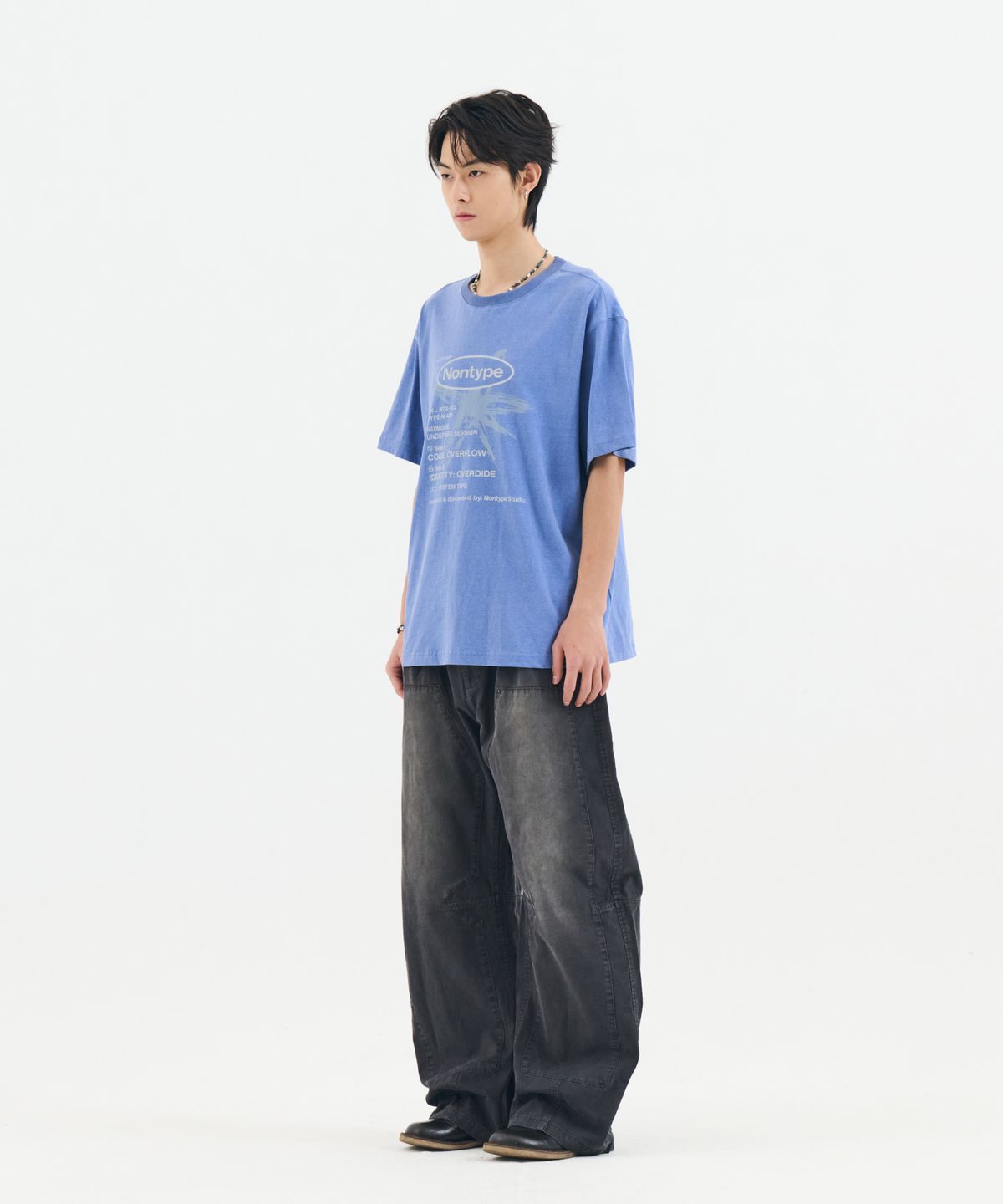 논타입(NONTYPE) PIGMENT BRUSH STROKE TEE (BLUE)