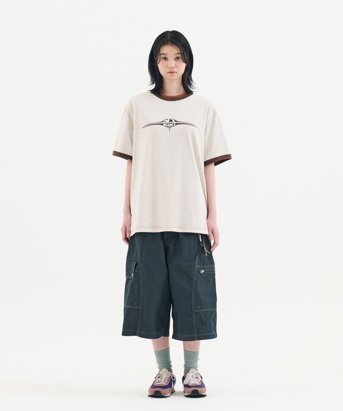 논타입(NONTYPE) VINTAGE SPACE EMBLEM RINGER TEE (OATMEAL)
