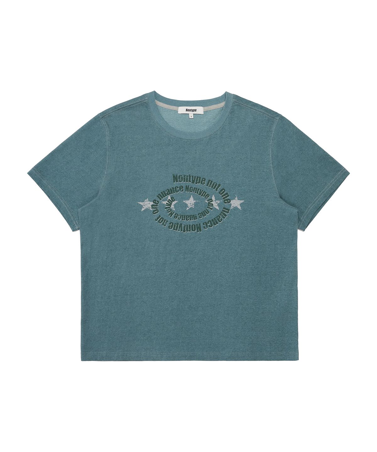 논타입(NONTYPE) VINTAGE STAR SEMI CROPPED TEE (DARK MINT)