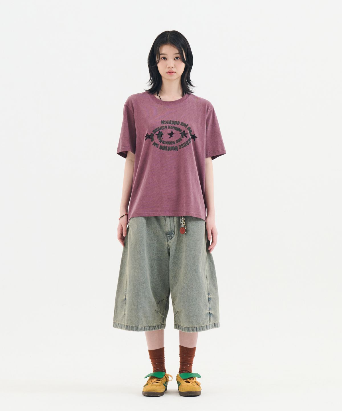 논타입(NONTYPE) VINTAGE STAR SEMI CROPPED TEE (LIGHT RED)