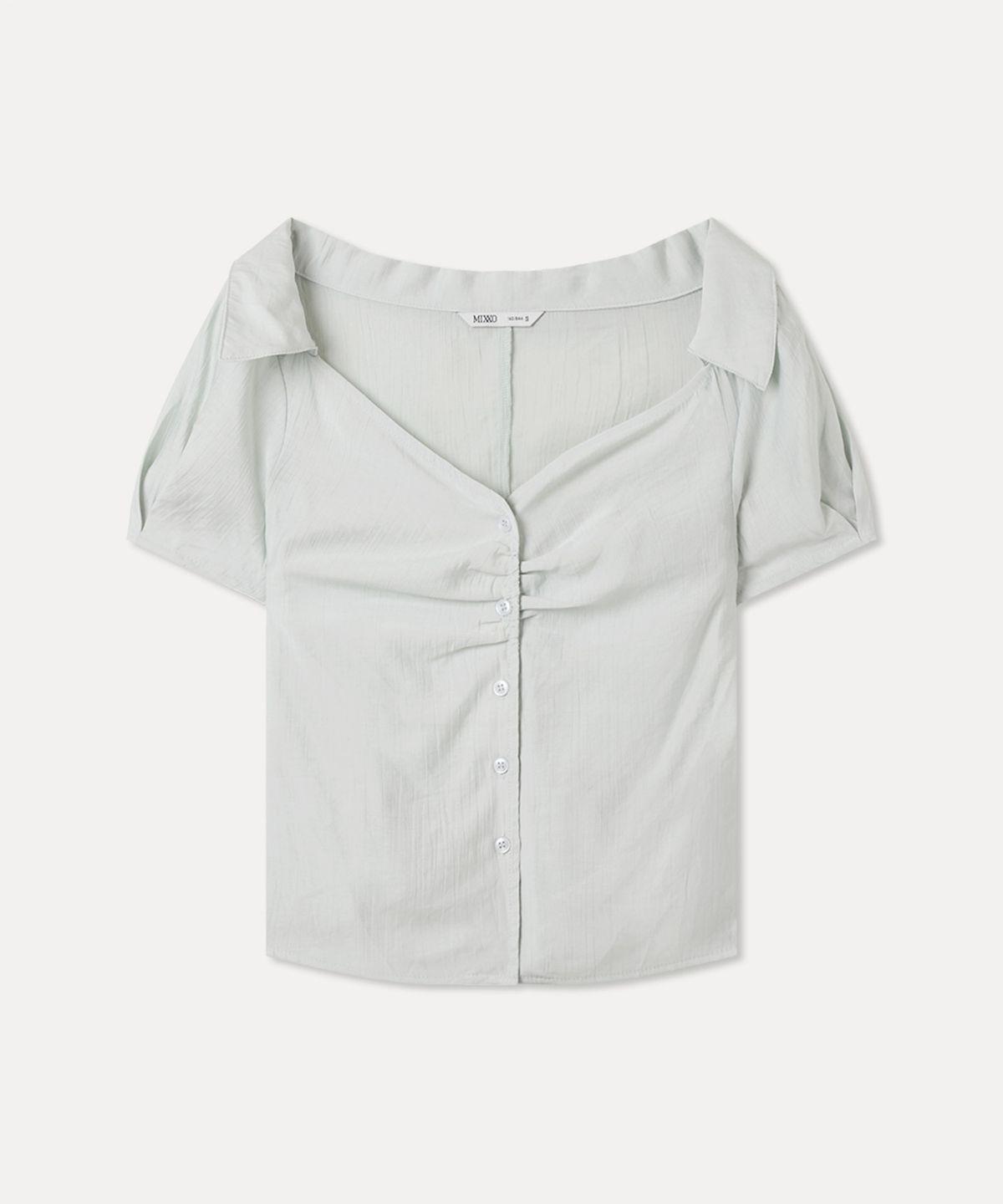 미쏘(MIXXO) 셔링 오프숄더 블라우스_MIWBWG509B