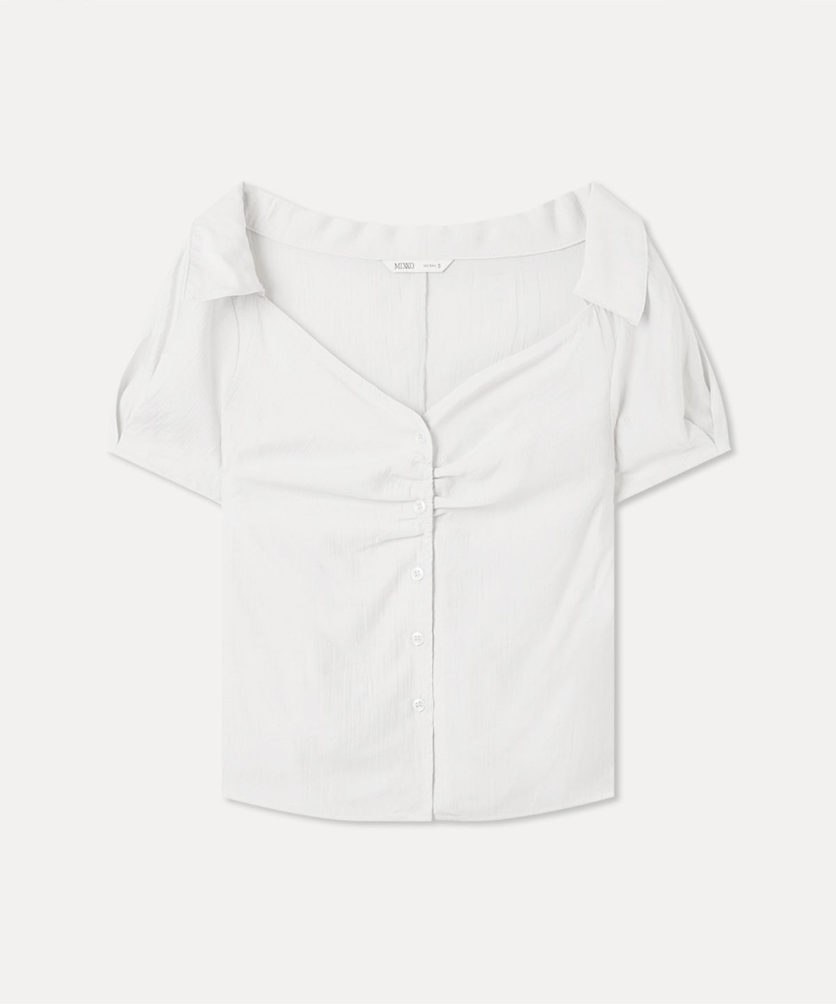 미쏘(MIXXO) 셔링 오프숄더 블라우스_MIWBWG509B