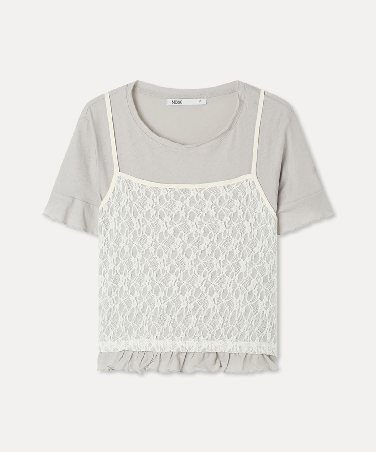 미쏘(MIXXO) 레이스 뷔스티에 티셔츠_MIWHWG56SS