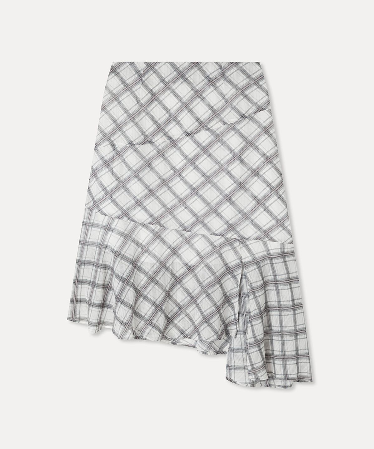 미쏘(MIXXO) 사선 언발 체크스커트_MIWWHG52US