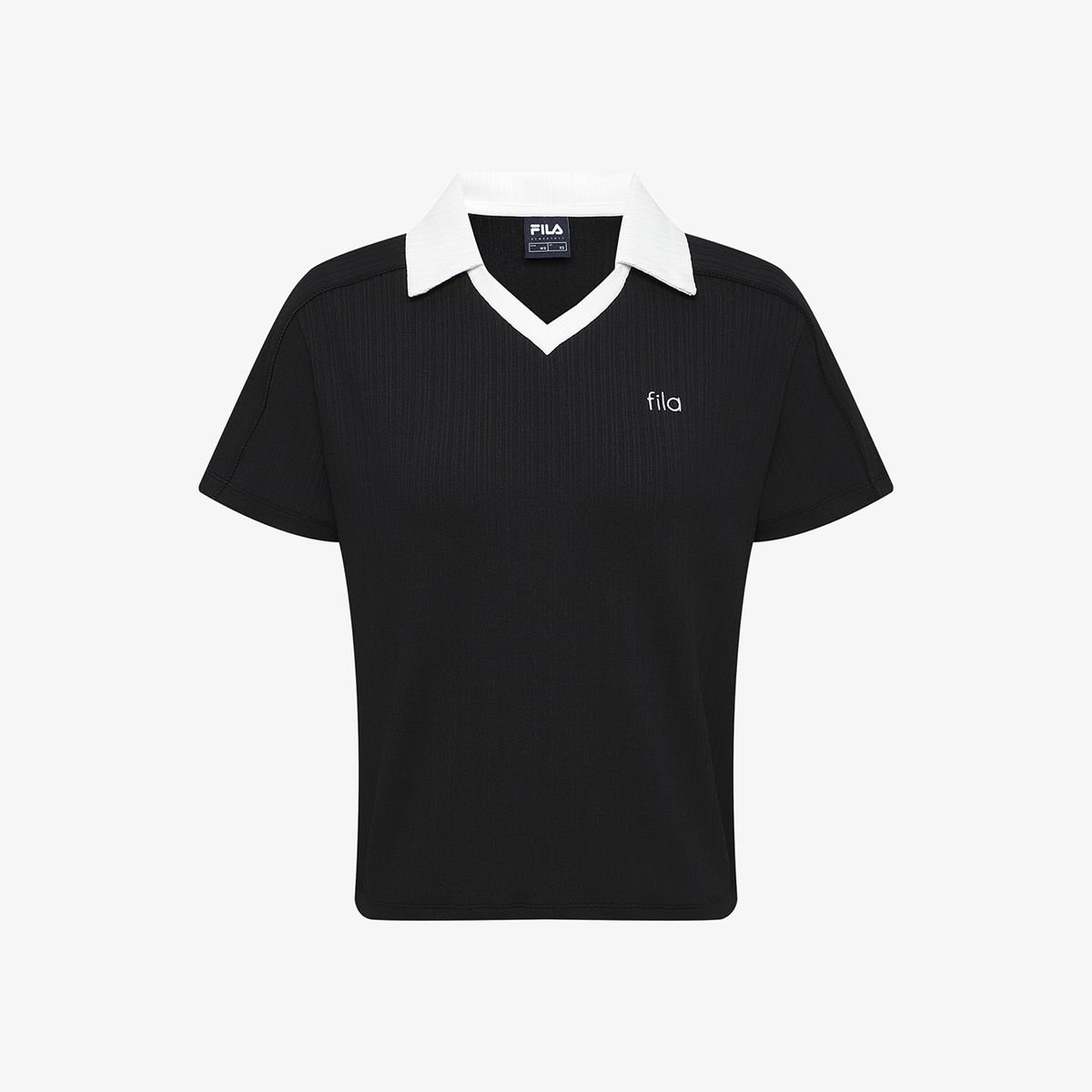 휠라(FILA) 여성 골지 트레이닝 카라 반팔티(FS262TS02F001001)