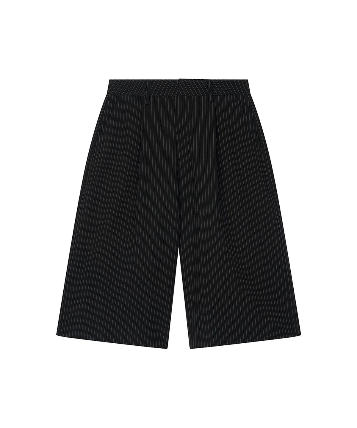 로타입(ROUGHTYPE) Back Pocket Stripe Bermuda Pants - Black