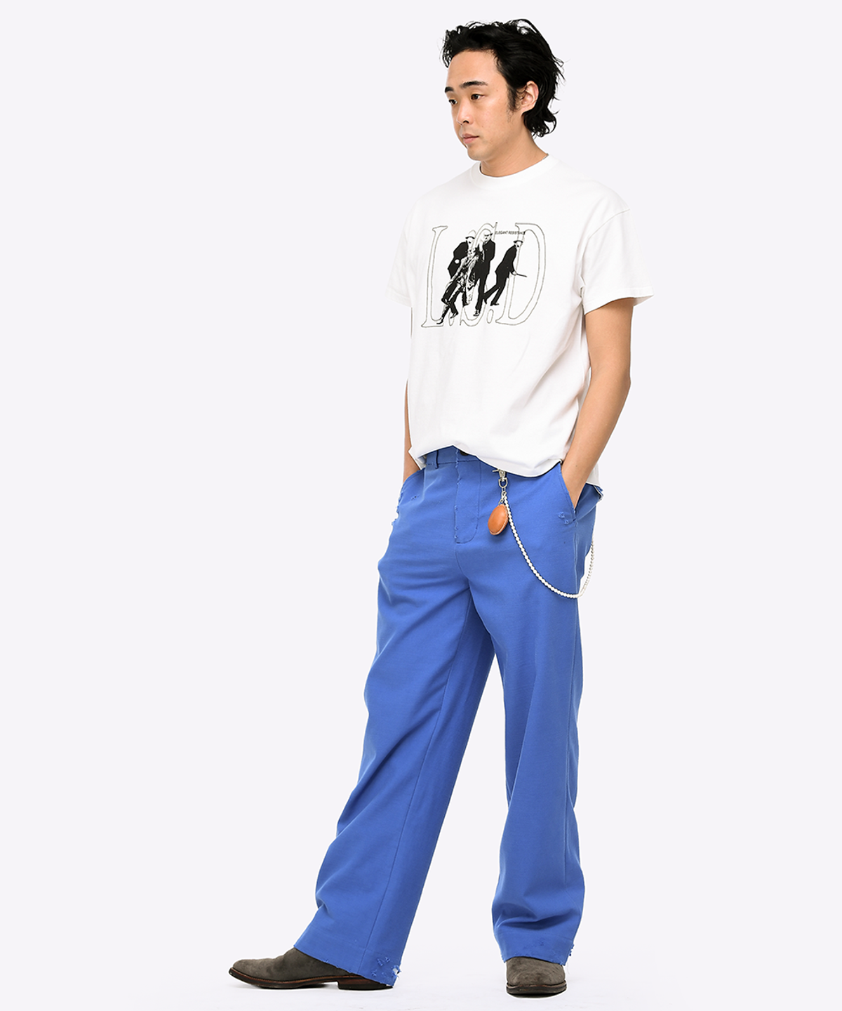 퀘스트앤게스트(QUEST&GUEST) Blue Officer Pants (Destroyed)