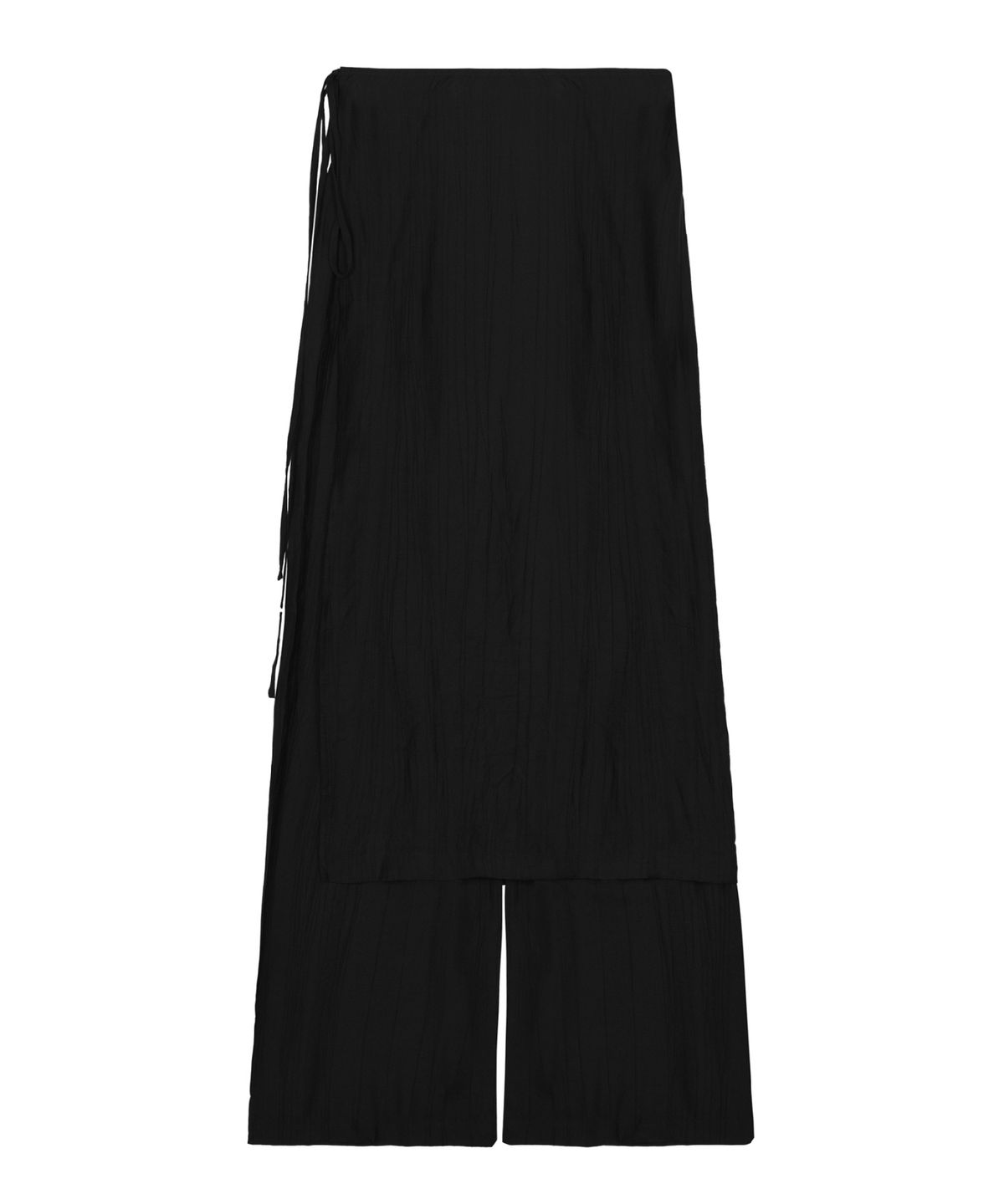 닉앤니콜(NICK&NICOLE) WRINKLE LAYERED WRAP SKIRT PANTS_BLACK