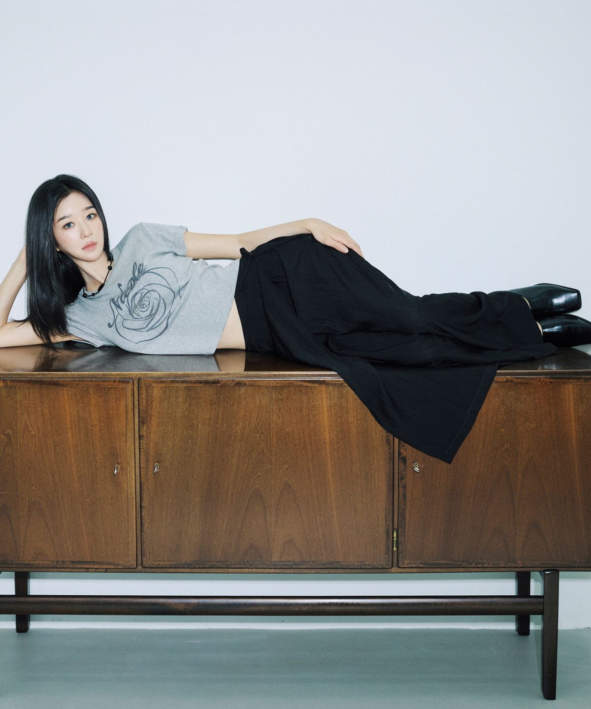 닉앤니콜(NICK&NICOLE) WRINKLE LAYERED WRAP SKIRT PANTS_BLACK