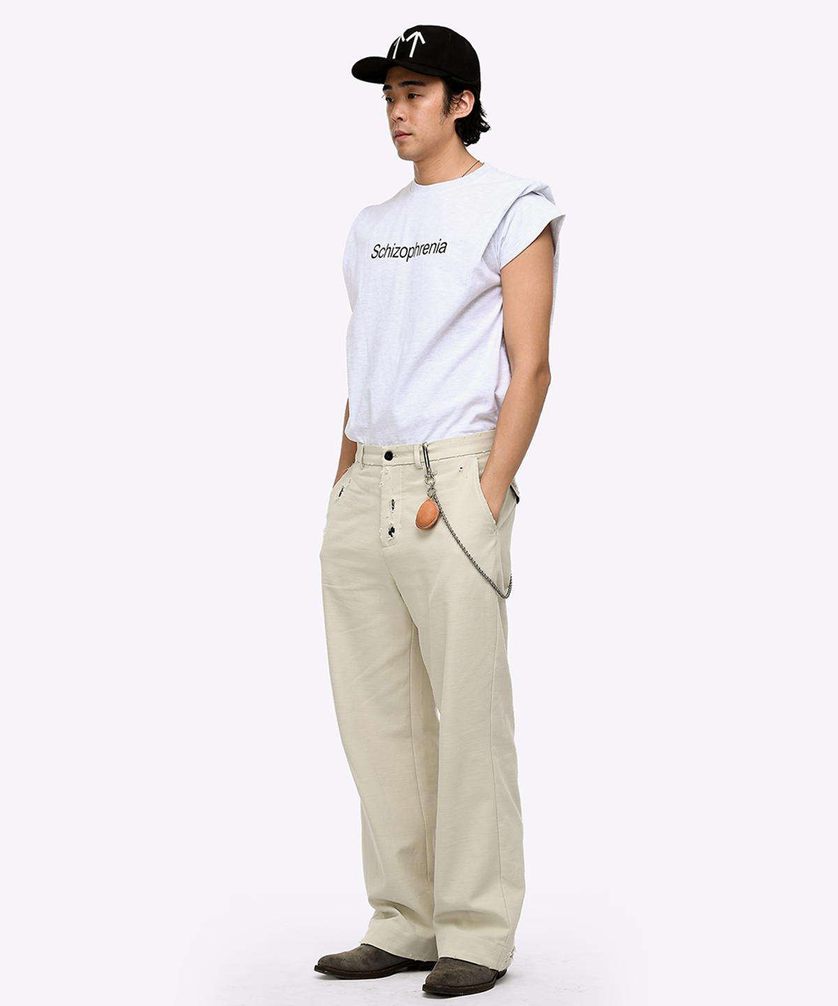 퀘스트앤게스트(QUEST&GUEST) Ivory Officer Pants (Destroyed)