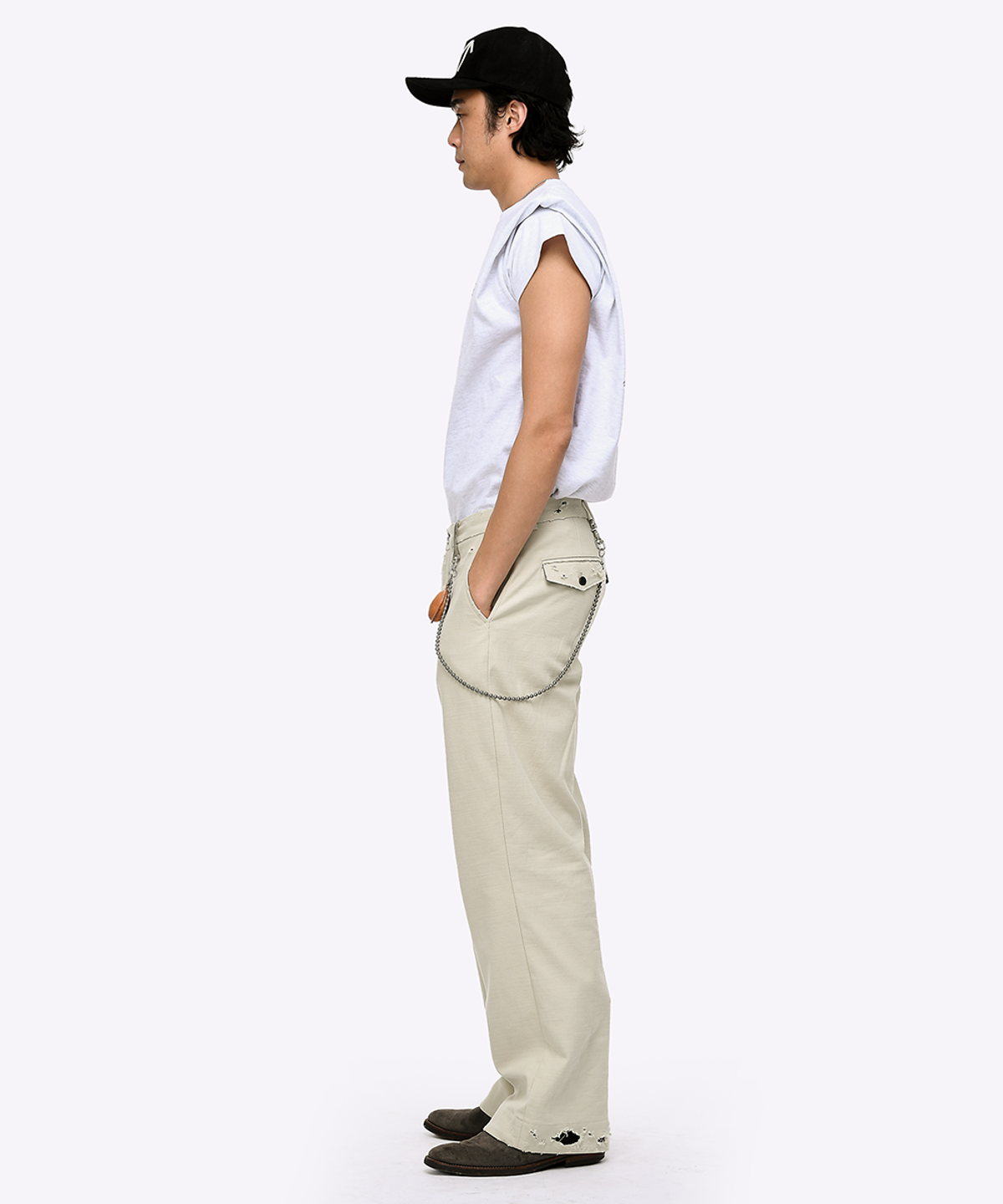 퀘스트앤게스트(QUEST&GUEST) Ivory Officer Pants (Destroyed)