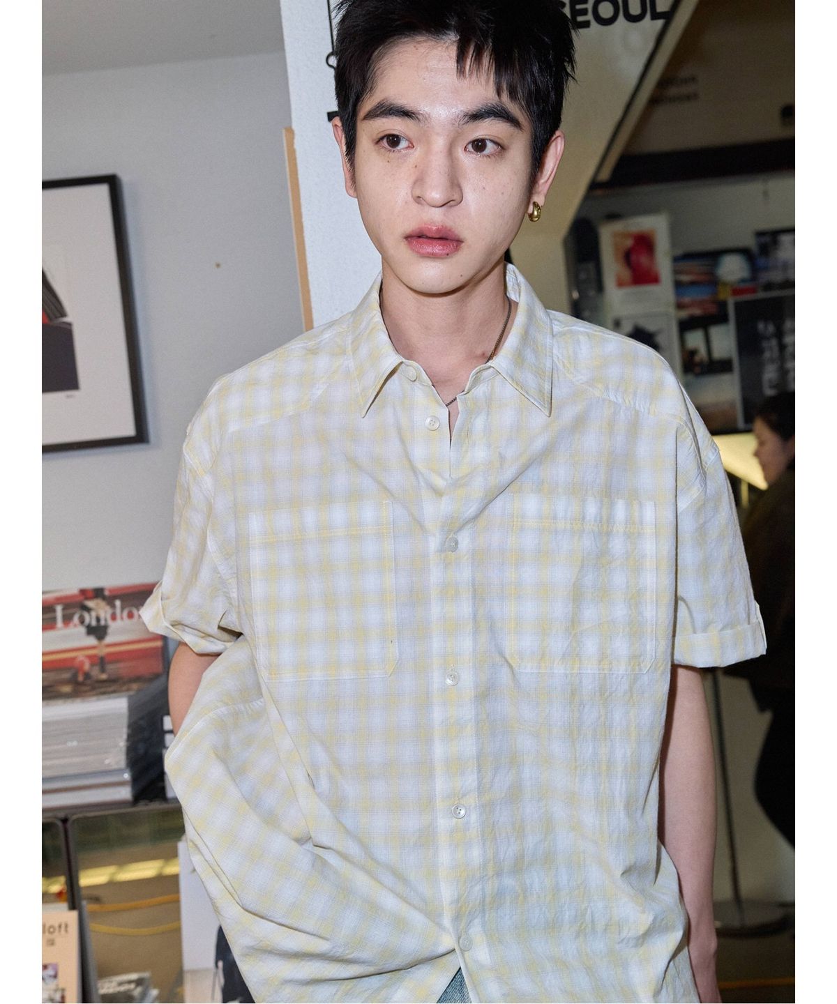 샌드 사운드(SAND SOUND) (UNISEX) 롤업 반소매 셔츠  옐로우