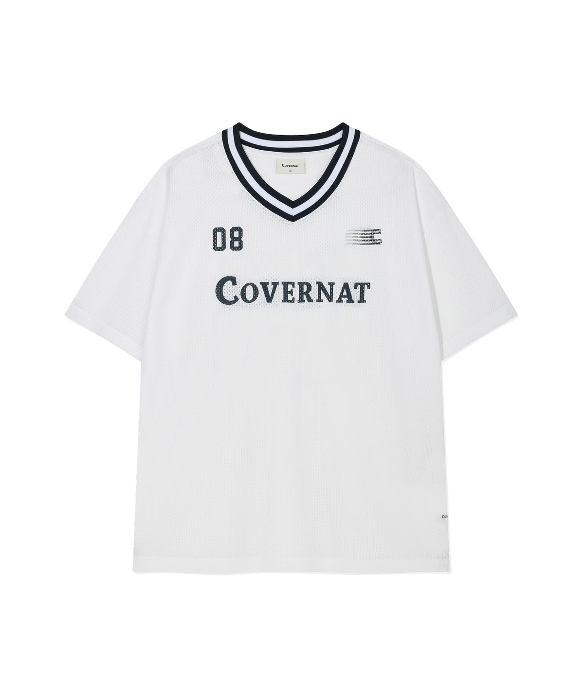 커버낫(COVERNAT) 브이넥 메쉬 티셔츠 화이트