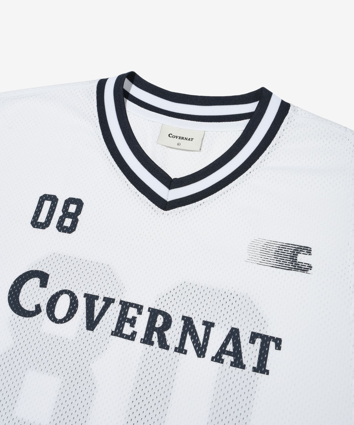 커버낫(COVERNAT) 브이넥 메쉬 티셔츠 화이트