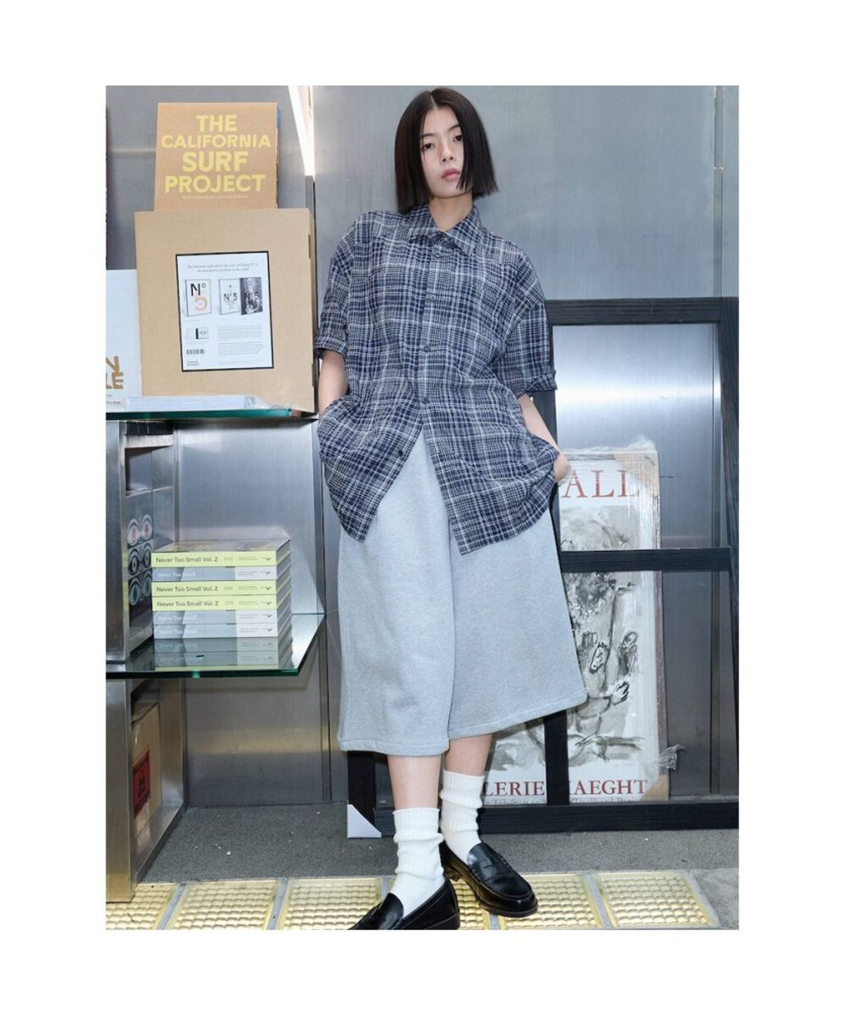 샌드 사운드(SAND SOUND) (UNISEX) 롤업 반소매 셔츠  네이비
