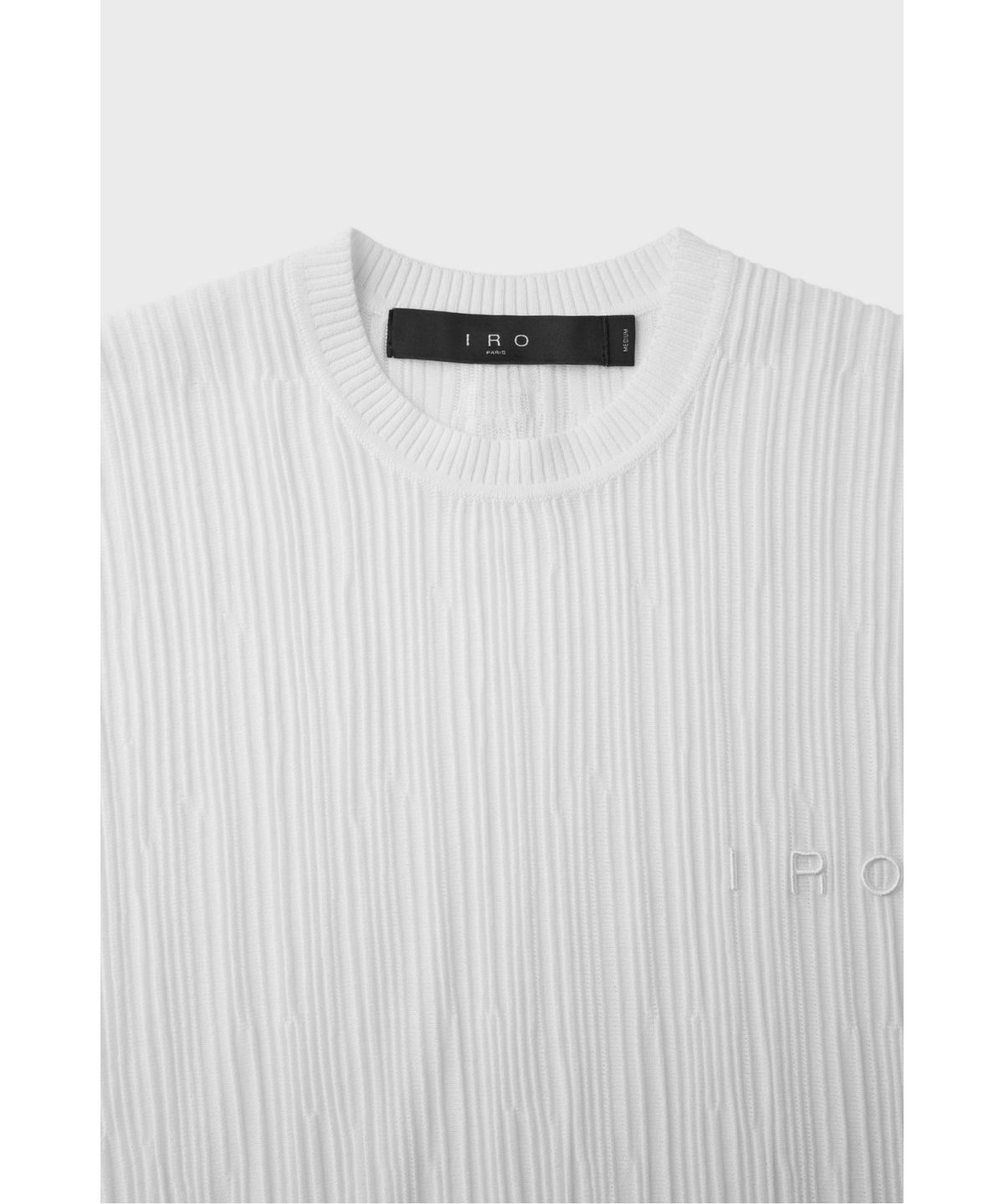 이로(IRO) PLEATS 플리츠 반팔 라운드 스웨터 IQWAM26705WHX