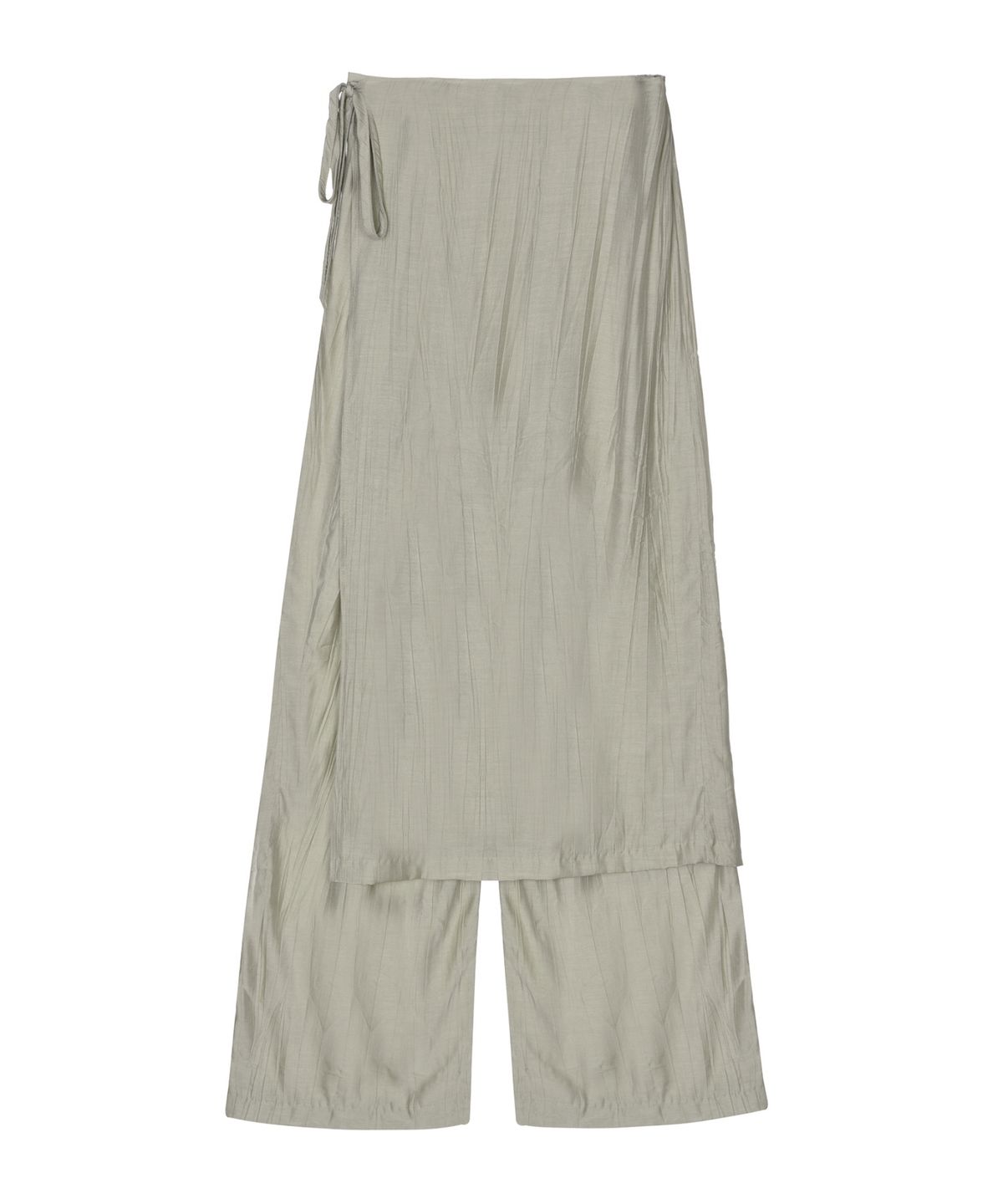 닉앤니콜(NICK&NICOLE) WRINKLE LAYERED WRAP SKIRT PANTS_KHAKI