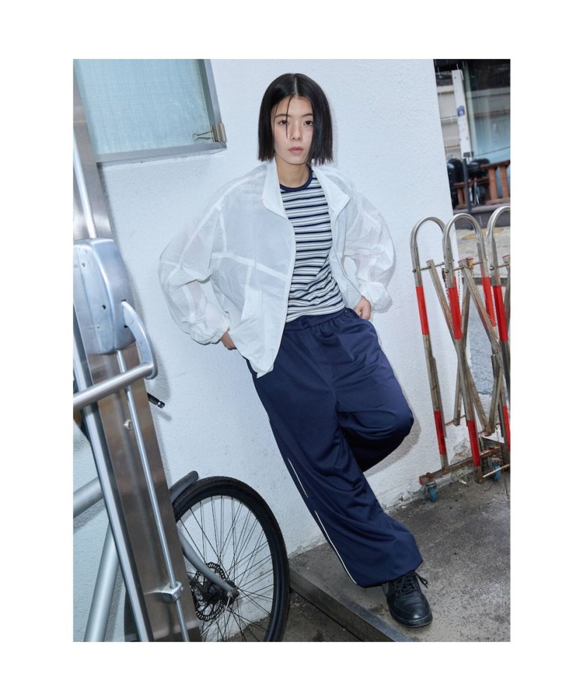 샌드 사운드(SAND SOUND) (UNISEX) 시어 라이닝 바람막이  화이트