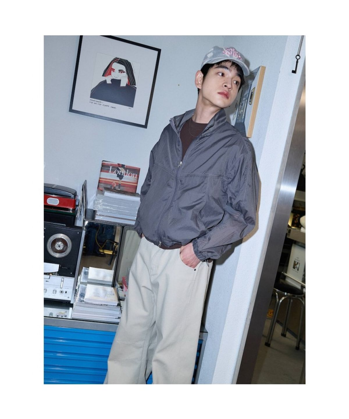 샌드 사운드(SAND SOUND) (UNISEX) 시어 라이닝 바람막이  차콜