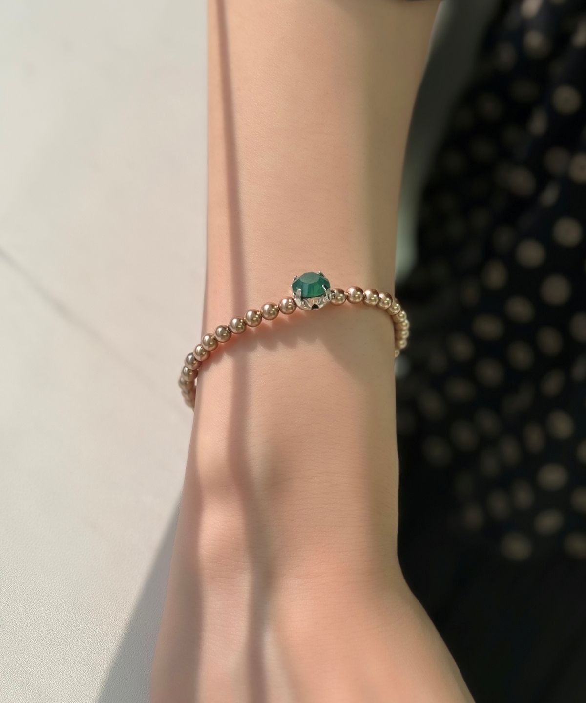 봉보(BONBEAU) Bold crystal pearl Bracelet 스와로브스키 크리스탈 큐빅 진주 비즈 팔찌 4mm
