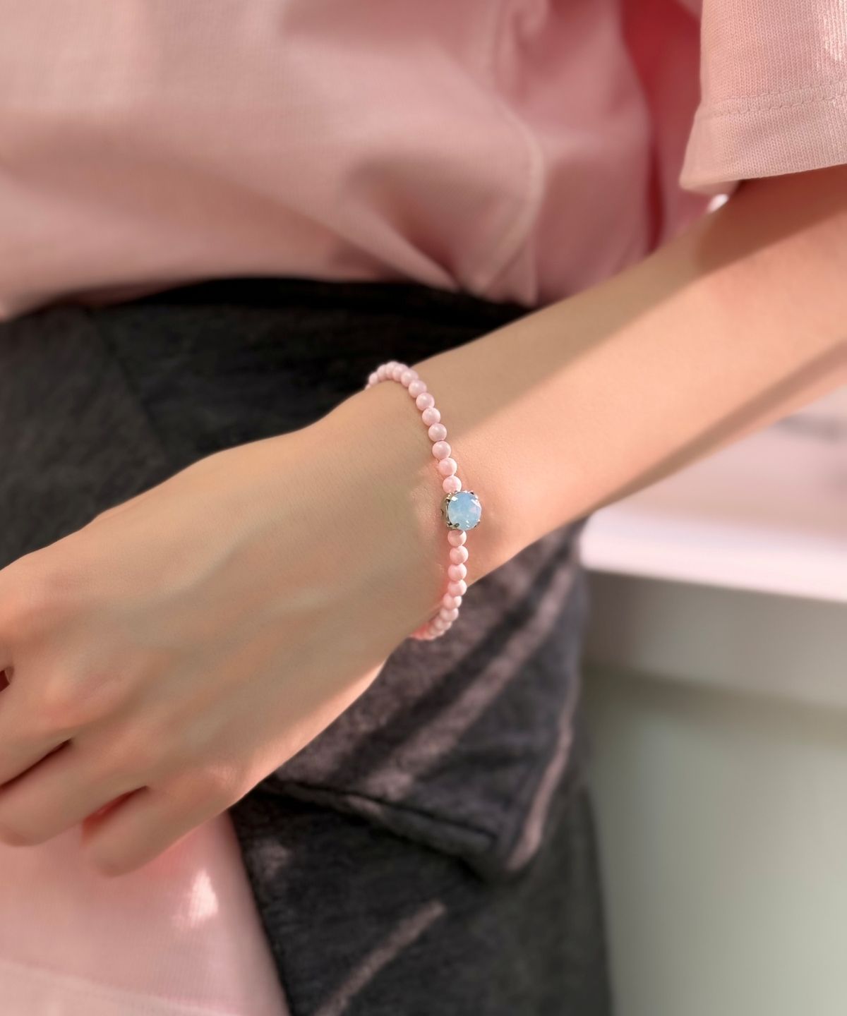 봉보(BONBEAU) Bold crystal pearl Bracelet 스와로브스키 크리스탈 큐빅 진주 비즈 팔찌 4mm