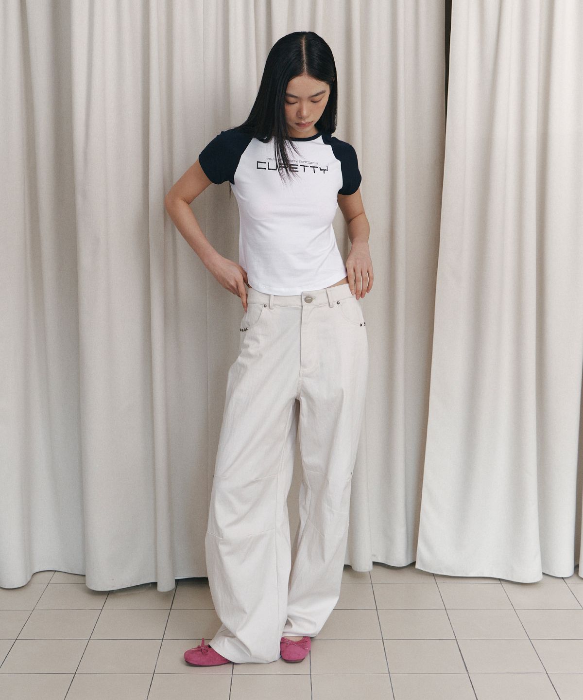큐리티(CURETTY) C CONTRAST RAGLAN SLIM T-SHIRT_NAVY