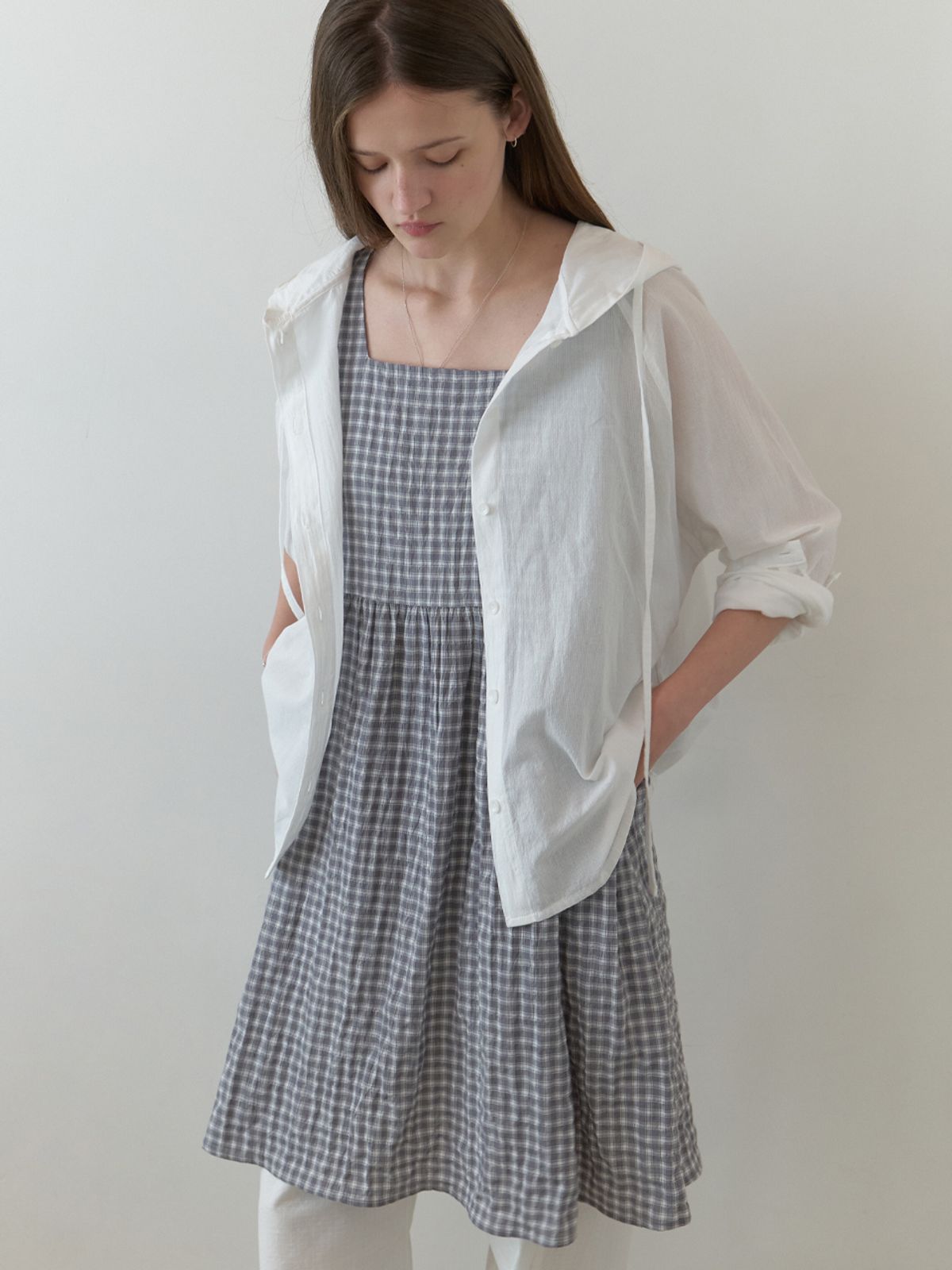 더미튼(THEMITTEN) Sleepy layered one-piece (gray check)