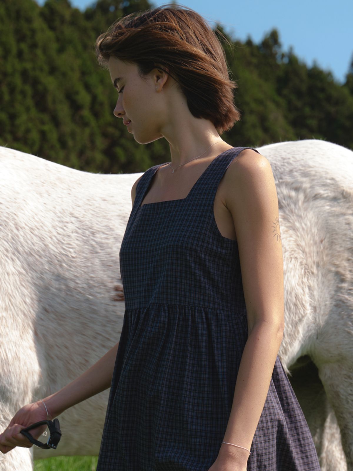 더미튼(THEMITTEN) Sleepy layered one-piece (navy check)