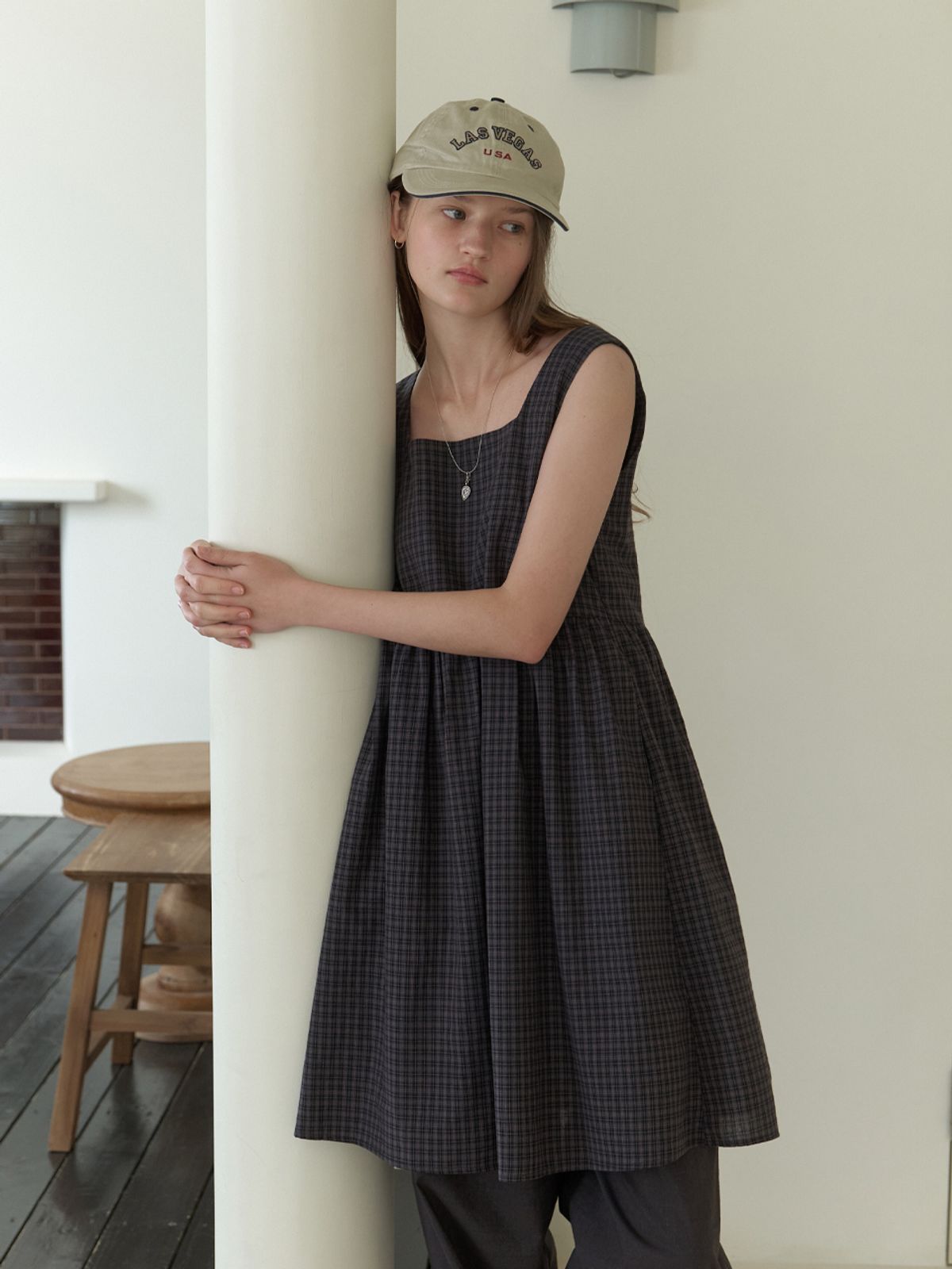 더미튼(THEMITTEN) Sleepy layered one-piece (navy check)