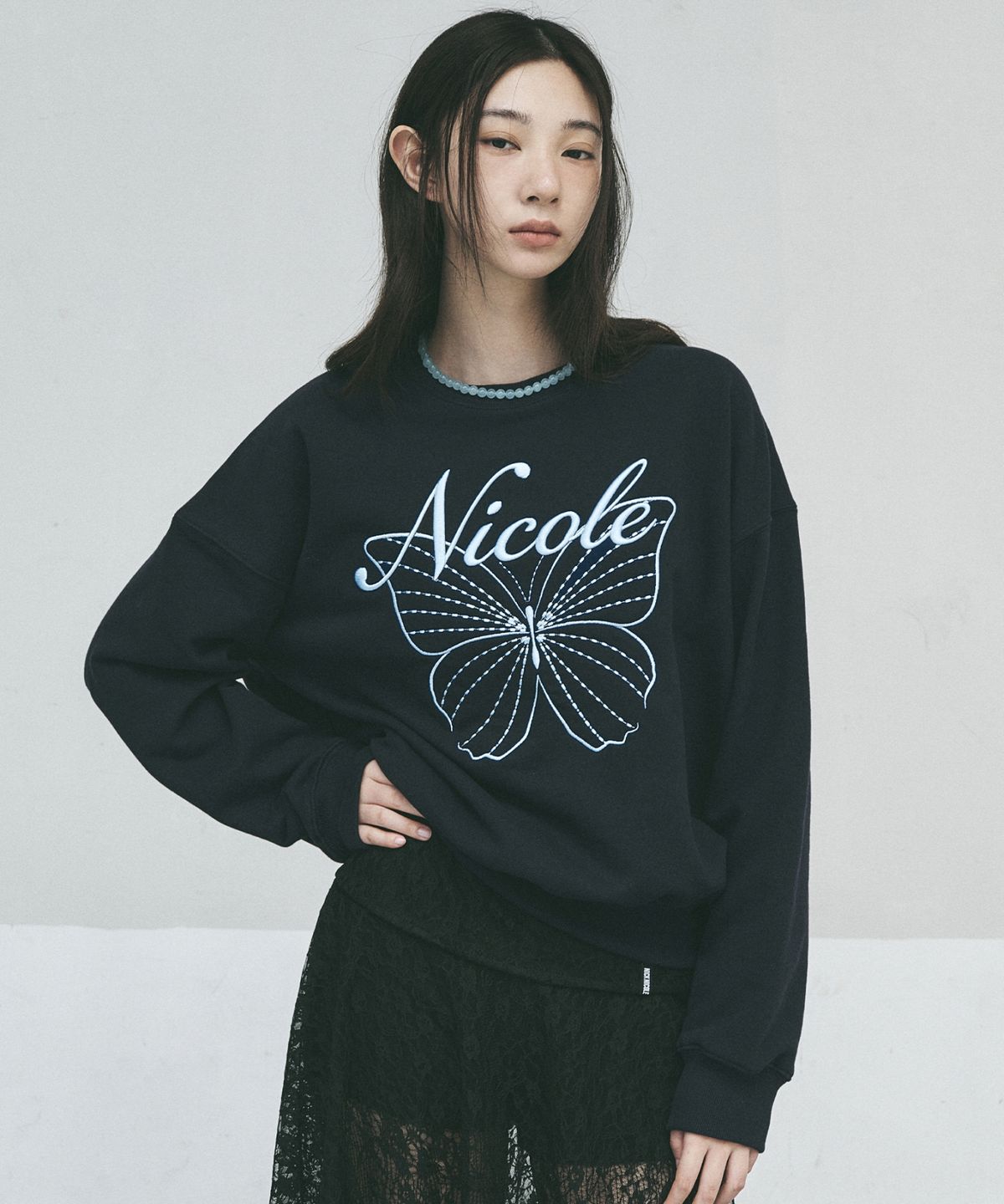 닉앤니콜(NICK&NICOLE) NICOLE BUTTERFLY SWEATSHIRT_NAVY SKY BLUE